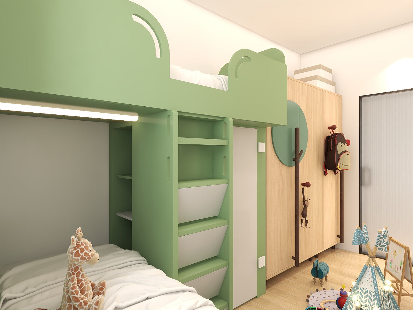 L-shaped Bunk Bed with Max Storage Set 高效儲物丁字床組合_4